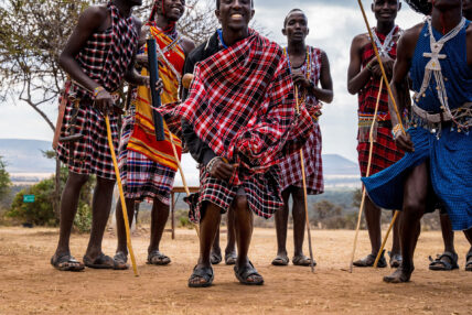 maasai men jumping in ceremony