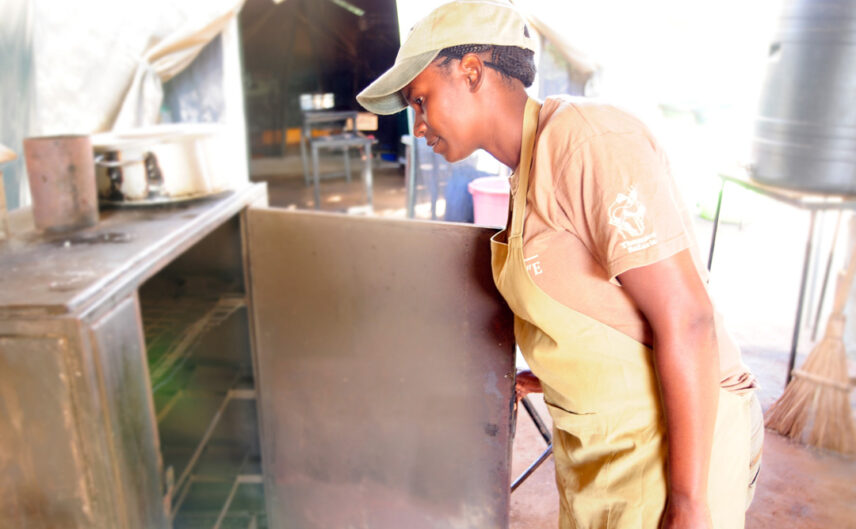 chef rebeka prepares meal at thomson camp