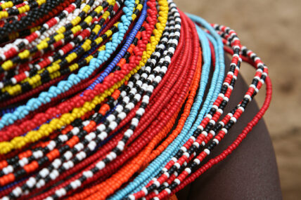 closeup of beads on maasai necklance