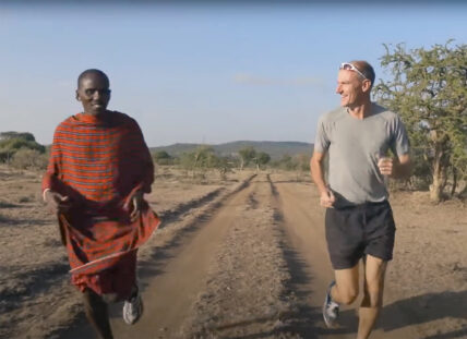 morning jog with maasai in serengeti