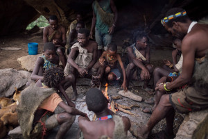 hadza cook meal over fire