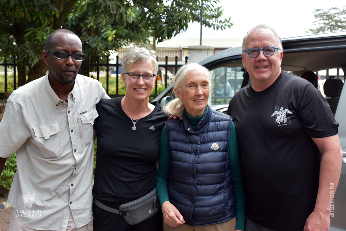 jane goodall with thomson safaris guests
