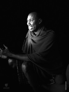 portait of maasai man in black and white