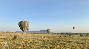 iowa state guests in hot air balloon over serengeti