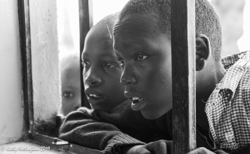 black and white portrait of school children in tanzania 