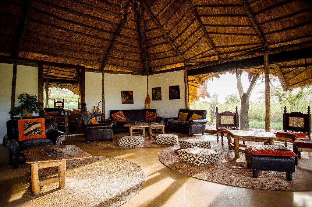 camp lounge area in serengeti