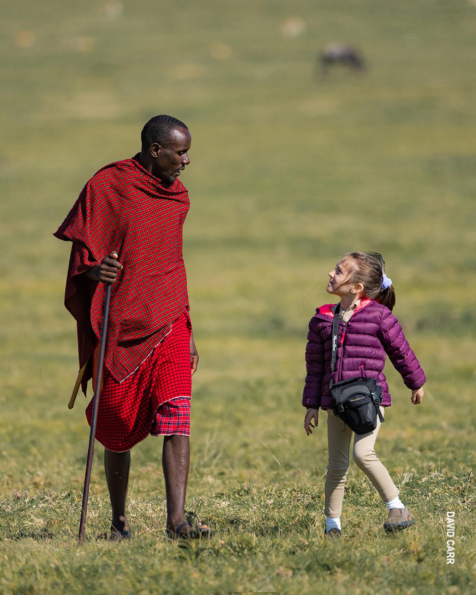 maasai and girl on family safari