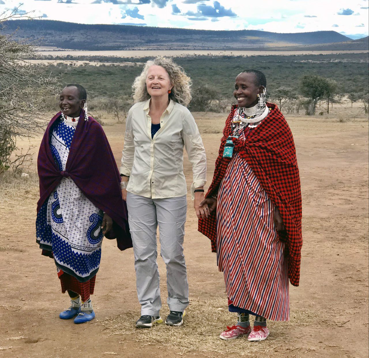 judi with maasai women at eastern serengeti nature refuge