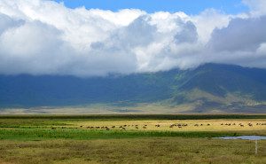ngorongoro crater with clouds