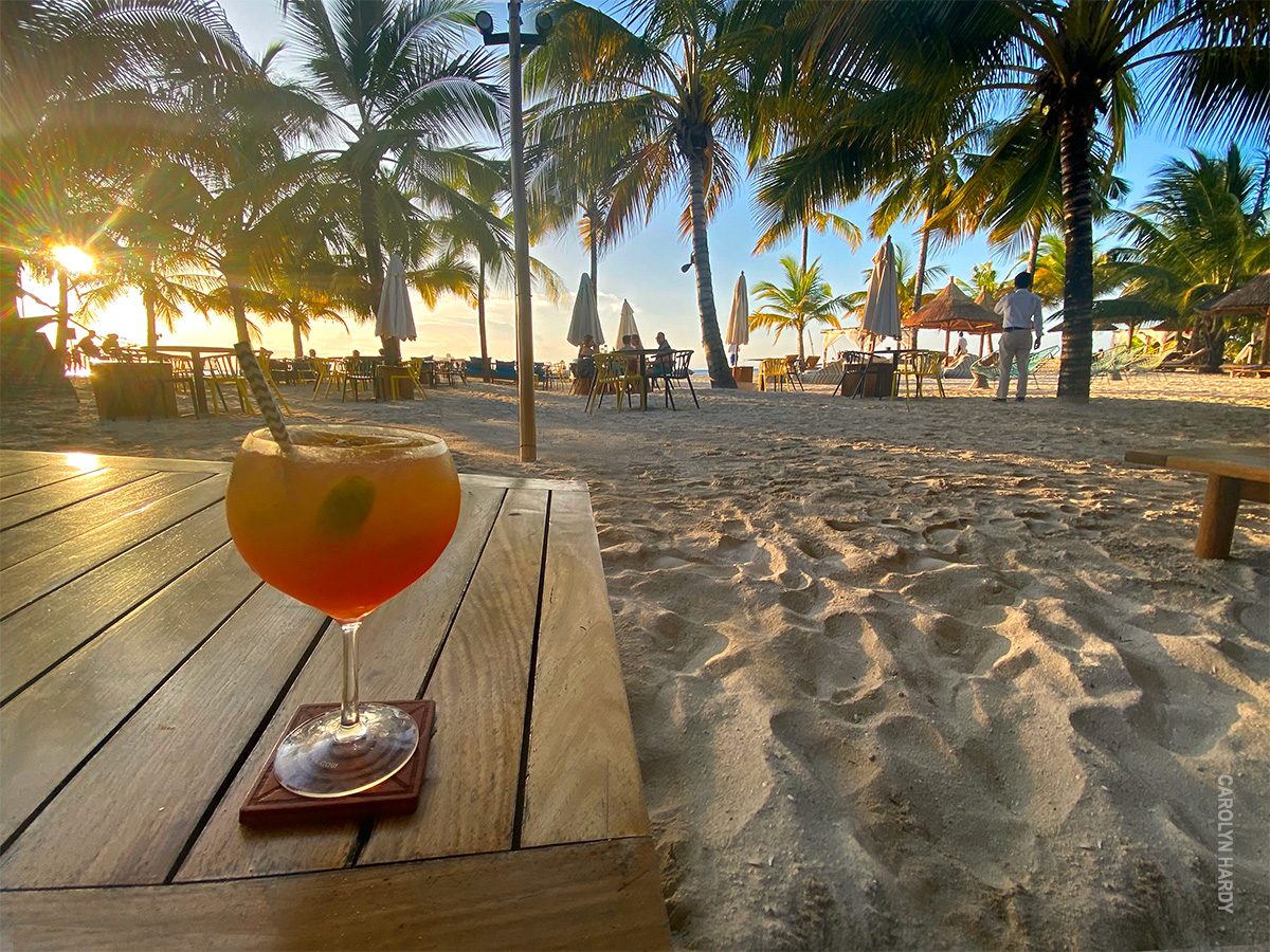 cocktails on beach honeymoon vacation in zanzibar
