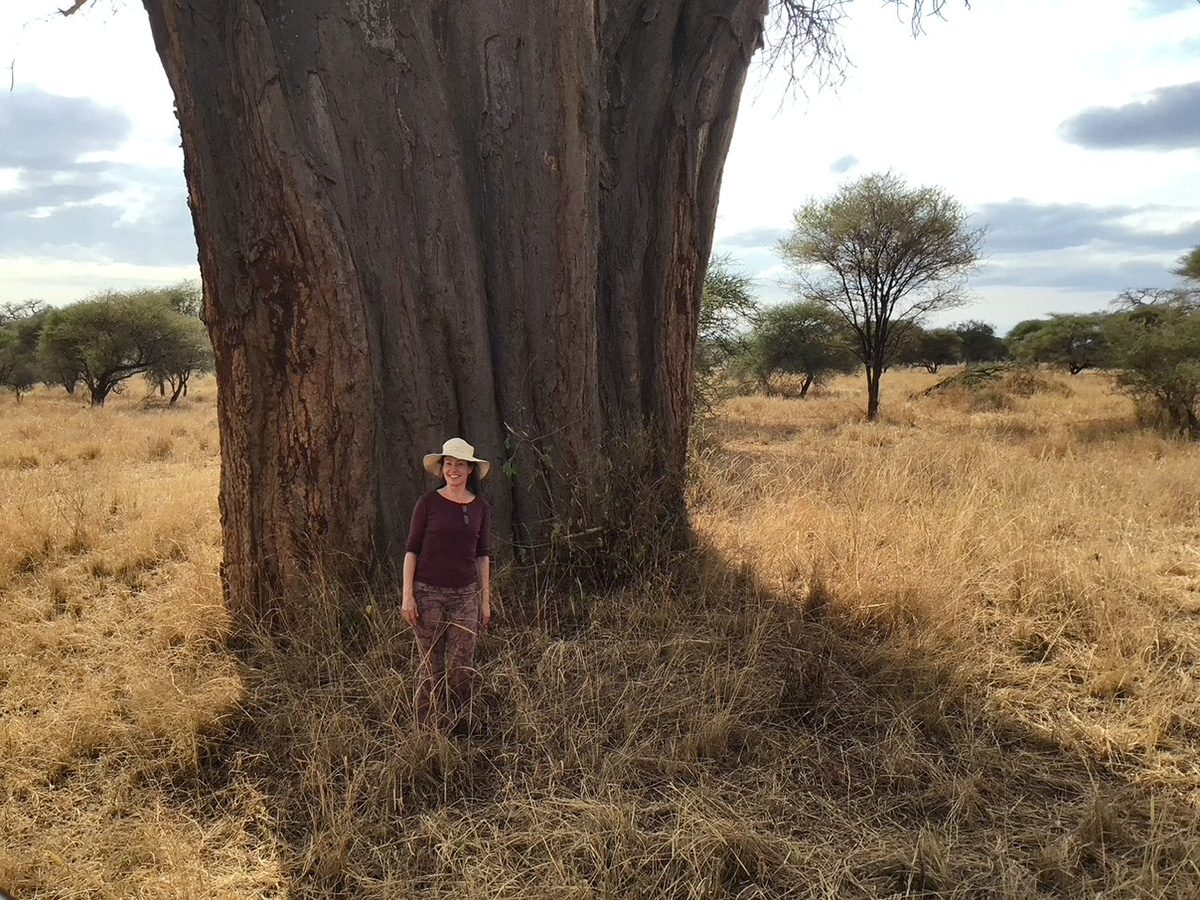 natasha and baobab tree in tarangire