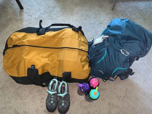 packed duffle bag and daypack for kilimanjaro