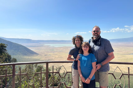 ali riley and her family at ngorongoro crater