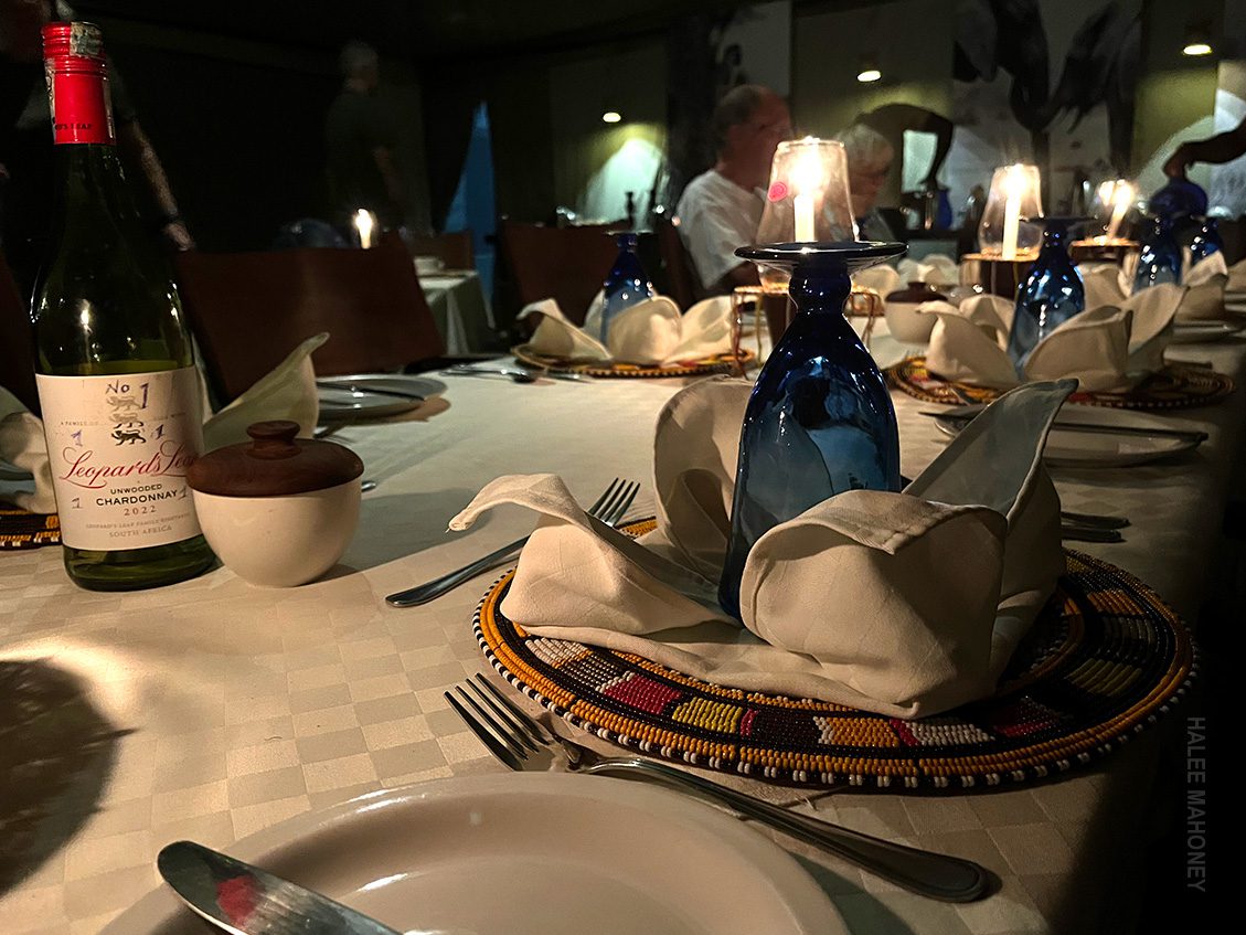 dinner table at thomson serengeti camp