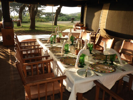 dining tent on safari