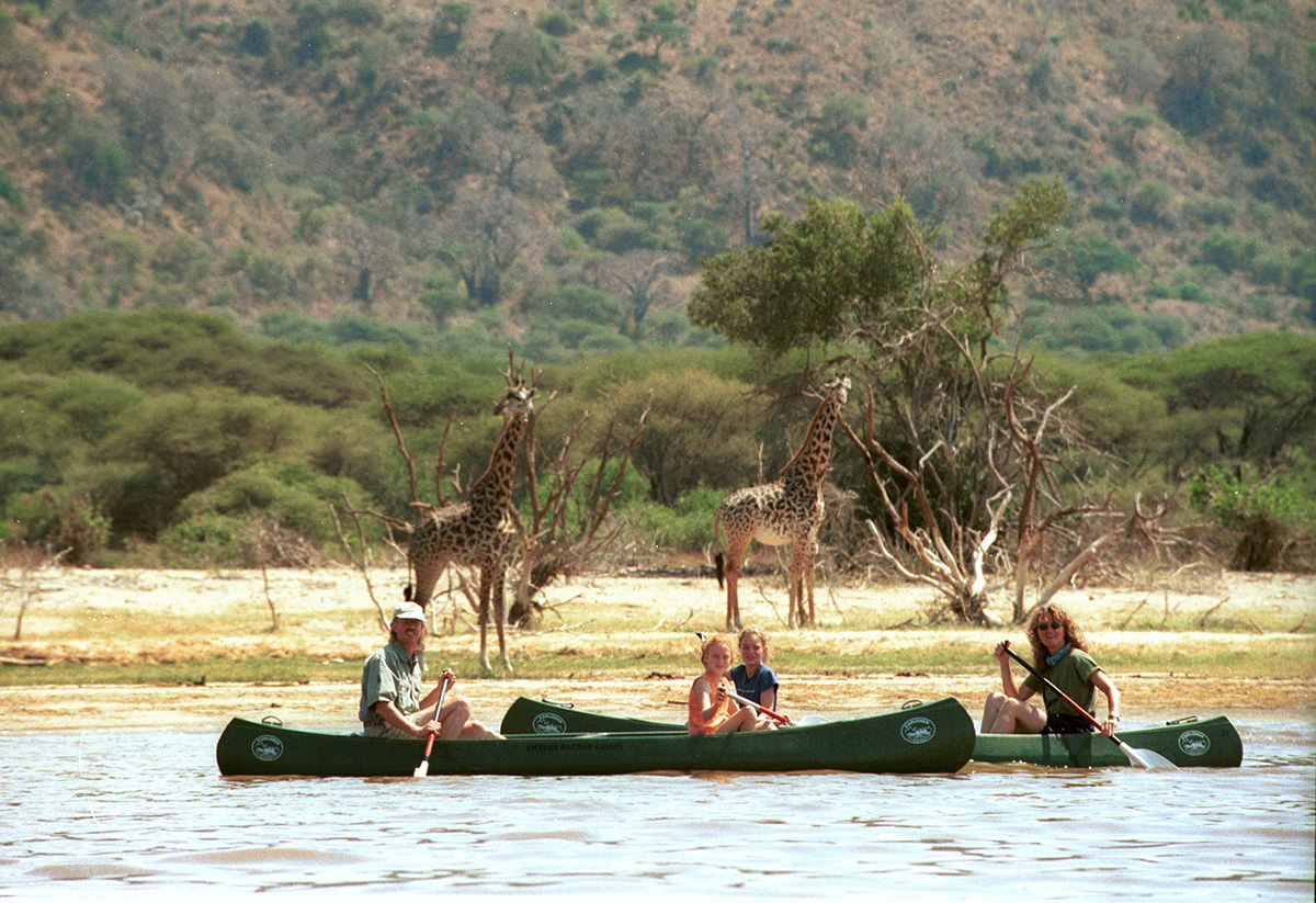 canoeing on family safari in tanzania