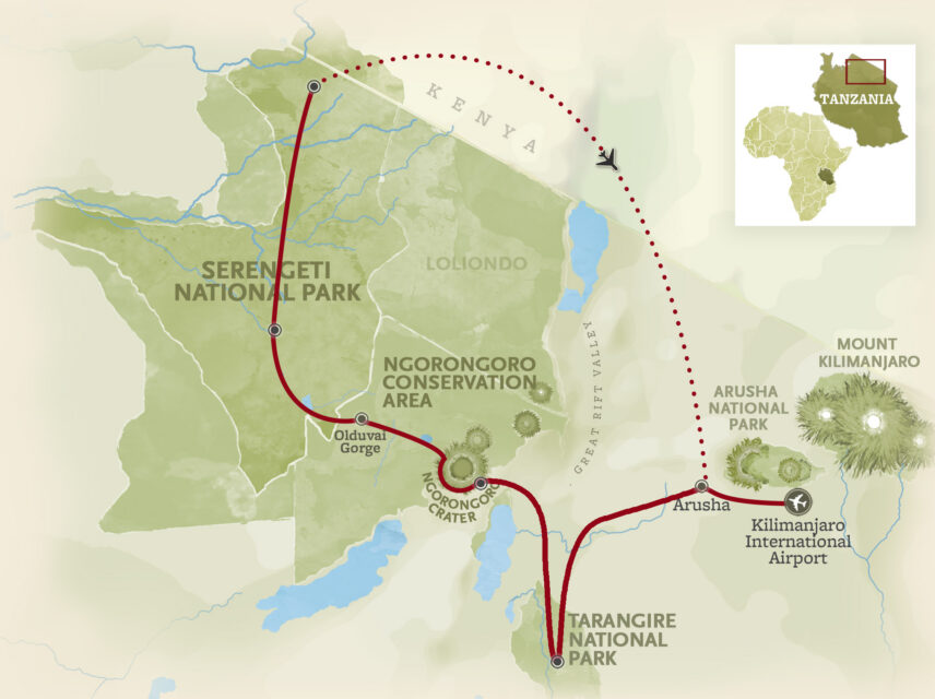 luxury safari route map