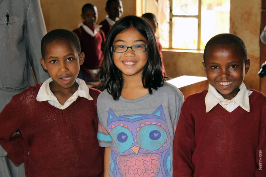 children on a school visit in tanzania