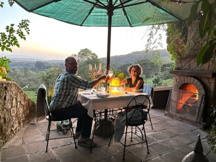 special anniversary dinner at gibbs farm during our family safari