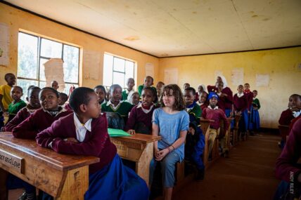 visiting classroom on family safari in tanzania