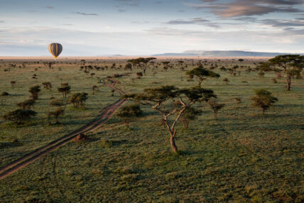 serengeti sunrise from hot-air balloon