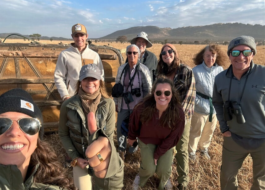 hino family at hot-air balloon serengeti landing site
