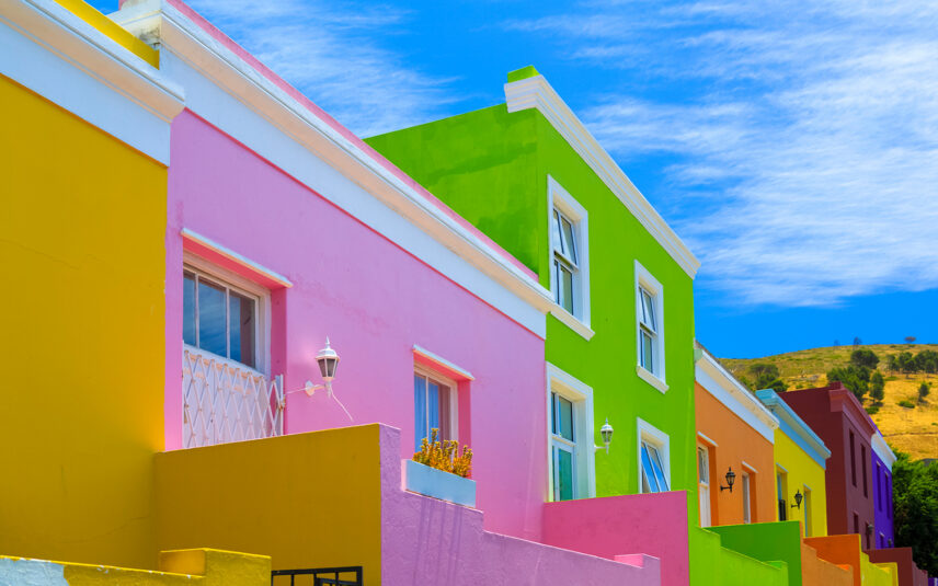 colorful buildings of bo kaap neighborhood of cape town