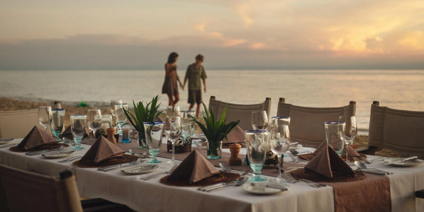 beach-side dining at Mahale Greystoke