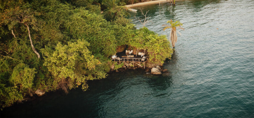 aerial view of sundowners spot at greystoke mahale