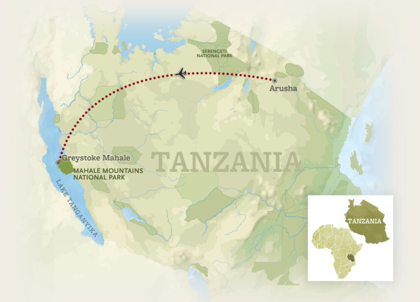 map for travel to mahale mountains safari extension