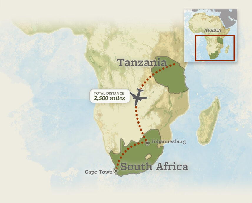 map of east to south africa