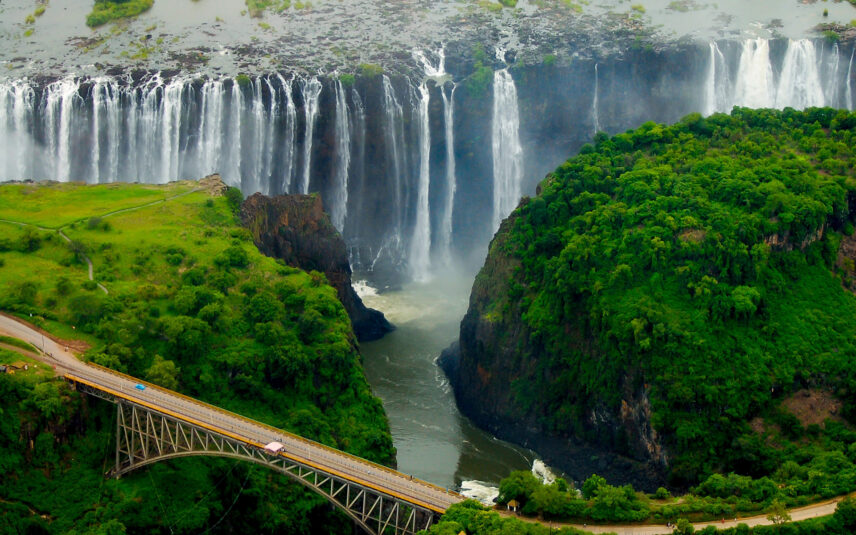view of victoria falls and bridge