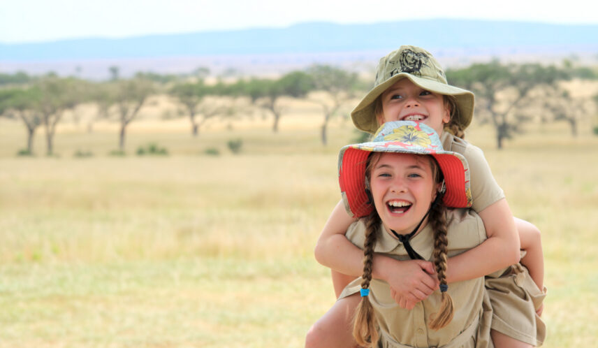 girls on a family safari in serengeti with thomson safaris