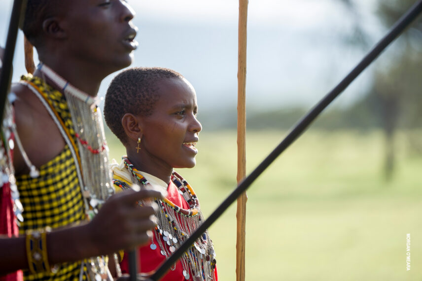 closeup of maasai woman singing