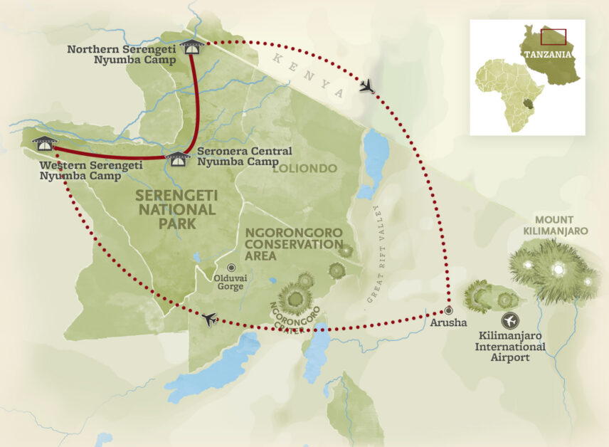 Serengeti Great Migration Safari route