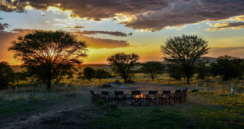 camp fire in western serengeti